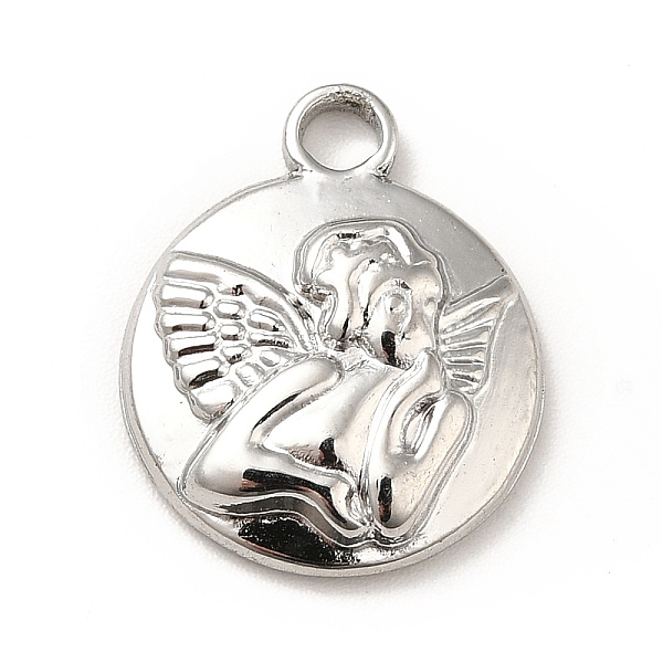 

PandaHall 304 Stainless Steel Pendants, Flat Round with Angel, Stainless Steel Color, 19x15x3.5mm, Hole: 2.5mm 304 Stainless Steel Flat...