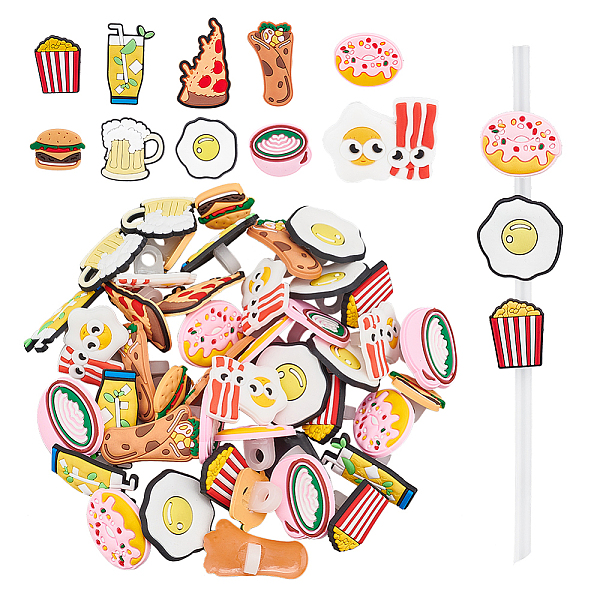 

PandaHall Olycraft 50pcs 10 style PVC Straw Charms, Food, Mixed Color, 16.5~35.5x19~30x2~3mm, Hole: 5.5mm, 5pcs/style Plastic Food..., Multicolor