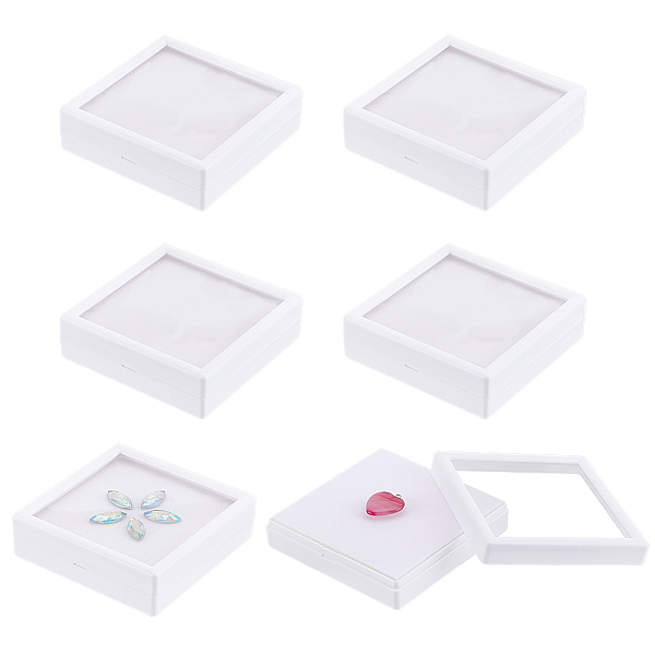 

PandaHall Square Plastic Loose Diamond Storage Boxes, Gemstone Display Case with Clear Window and Sponge inside, White, 9x9x2.7cm, Inner...