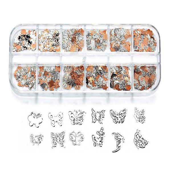 

PandaHall Alloy Cabochons, Alloy Computer Patch, Nail Art Decoration Accessories for Women, Butterfly, Silver, 4~6x2~2.5mm, about 400pcs/box...