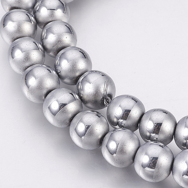 

PandaHall Electroplate Non-Magnetic Synthetic Hematite Beads Strands, Polished, Frosted, Round, Platinum Plated, 8mm, Hole: 1mm, about...