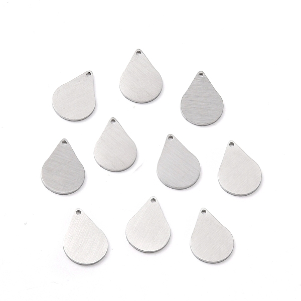 

PandaHall 304 Stainless Steel Pendants, Double Side Drawbench, Stamping Blank Tag, Teardrop, Stainless Steel Color, 15x10.5x1mm, Hole: 1mm...