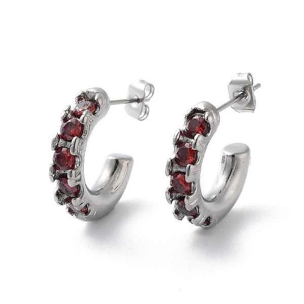 

PandaHall 304 Stainless Steel Stud Earrings with Cubic Zirconia, Ring Half Hoop Earrings, Stainless Steel Color, 18.5x4.5mm Cubic Zirconia...