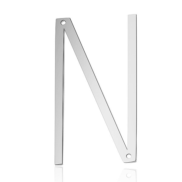

PandaHall 201 Stainless Steel Links connectors, Letter, Stainless Steel Color, Letter.N, 37x20.5x1mm, Hole: 1mm 201 Stainless Steel Letter N