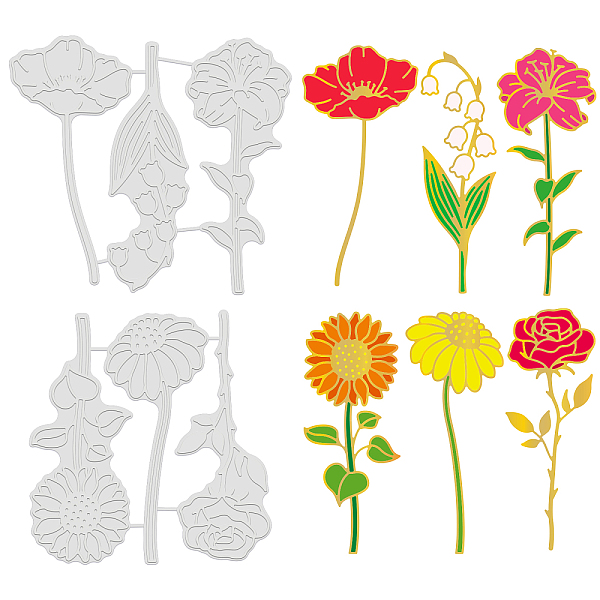 

PandaHall BENECREAT 2Pcs 6 Style Flower Hot Foil Plate, Rose Daisies Sunflowers Plate Metal Dies for Scrapbooking Stencil Embossing Card...