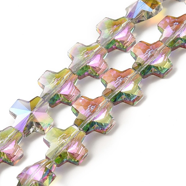

PandaHall Transparent Electroplate Glass Beads Strands, Faceted, Half Plated, Cross, Dark Slate Blue, 14x14x7.5mm, Hole: 1mm, about...
