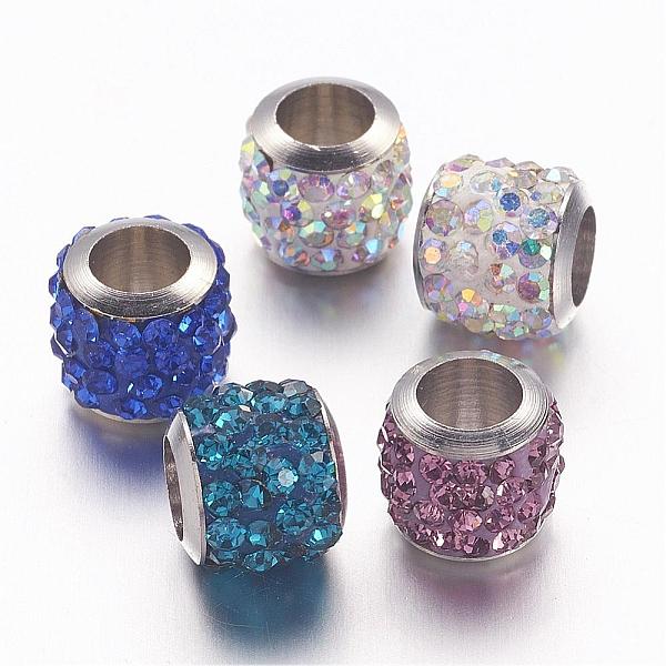 

PandaHall Brass Pave Polymer Clay Grade A Rhinestone Column European Beads, Mixed Color, 8.5x7.5mm, Hole: 5mm Brass+Rhinestone Column..., Multicolor