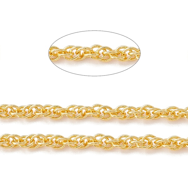 

PandaHall Brass Rope Chains, Long-Lasting Plated, Soldered, with Spool, Cadmium Free & Lead Free, Real 18K Gold Plated, 2x1.8x0.3mm Brass