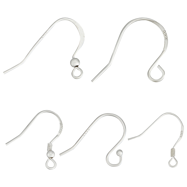 

PandaHall 10 Pairs 5 Style 925 Sterling Silver French Hooks with Coil and Ball, Ball End Ear Wire, Silver, 15~19x9~22mm, Hole: 1.5~2mm, Pin...