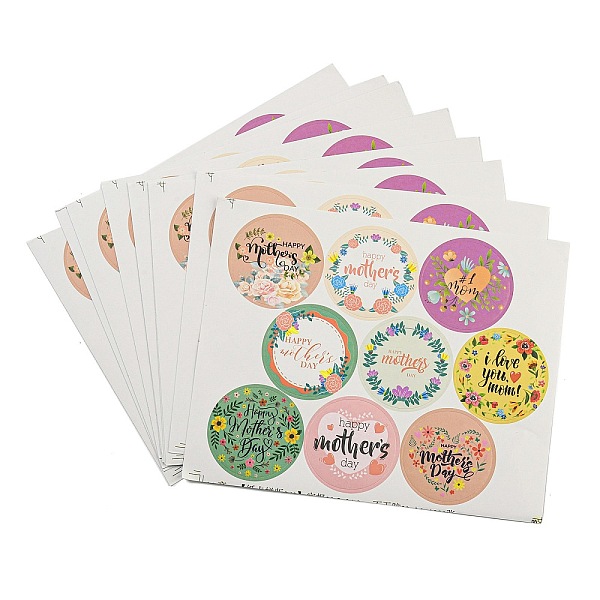 

PandaHall Mother's Day Paper Sticker, Self-adhesion, for Suitcase, Skateboard, Refrigerator, Helmet, Mobile Phone Shell, Mixed Color, Round..., Multicolor