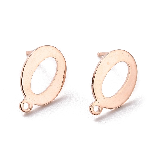 

PandaHall 201 Stainless Steel Stud Earring Findings, with Horizontal Loop and 316 Stainless Steel Pin, Oval, Real Rose Gold Plated, 14x9mm...