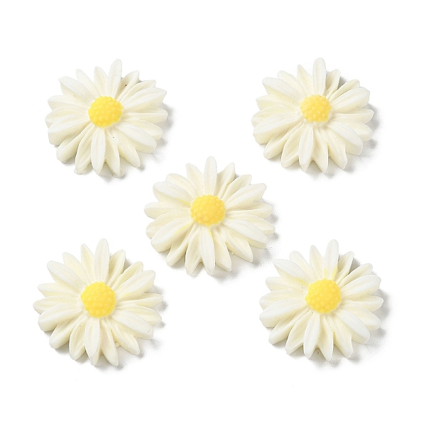 PandaHall Flatback Hair & Costume Accessories Ornaments Scrapbook Embellishments Resin Flower Daisy Cabochons, Floral White, 26x26.5x7mm...