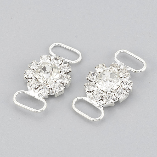 

PandaHall Brass Rhinestone Multi-Stone Links connectors, with Acrylic Rhinestone, Flat Round, Silver Color Plated, 28x15.5x6mm, Hole..., Clear