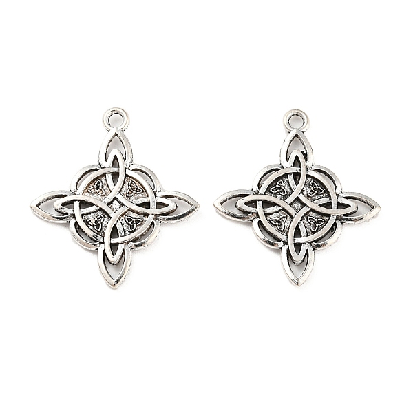 

PandaHall Tibetan Style Alloy Pendants, Cadmium Free & Lead Free, Chinese Knot, Antique Silver, 28x25x2mm, Hole: 2mm, about 558pcs/1000g...