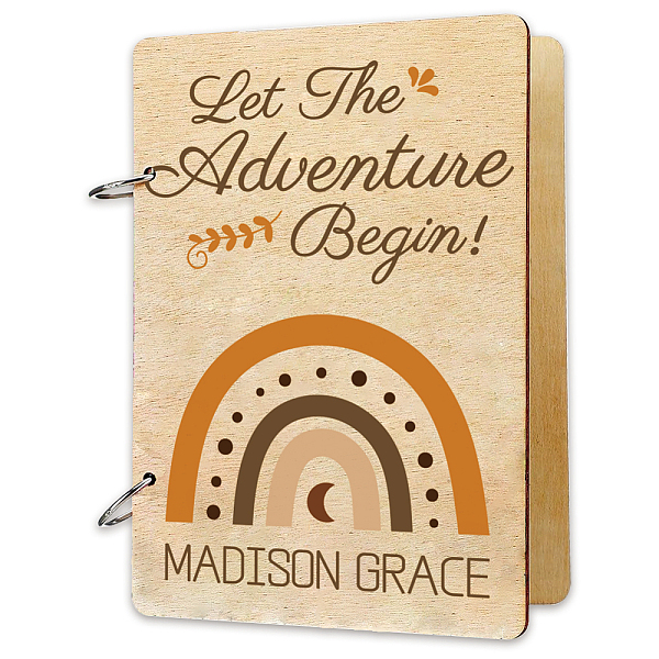 

PandaHall SUPERDANT Wooden Loose Leaf Binder Let the Adventure Begin Greeting Card Postcard Photo Album 2-Rings Cover Bohemia Rainbow...