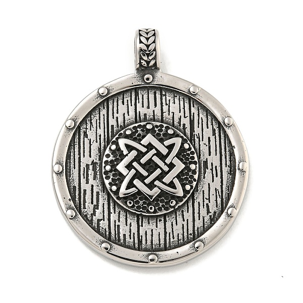 

PandaHall Viking 316 Surgical Stainless Steel Pendants, Flat Round with Knot Charm, Antique Silver, 42.5x34x7mm, Hole: 5mm 316 Surgical...