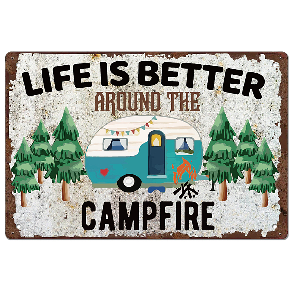

PandaHall SUPERDANT Campfire Tin Sign Life is Better Vintage Metal Tin Signs Camp-ing Theme Funny Metal Plaque for Camp-ing Party Outdoor..., Green
