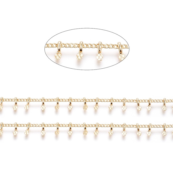 

PandaHall Brass Handmade Curb Chains, with Charms, with Spool, Long-Lasting Plated, Soldered, Real 18K Gold Plated, 1.5x1.2x0.3mm, 6x2x2mm...