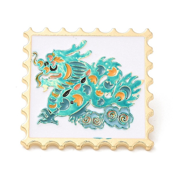 

PandaHall Wavy Rectangle with Dragon Enamel Pins, Light Gold Plated Alloy Brooch, Chinese Style Zodiac Sign Badge, Turquoise, 30x30x1.5mm..., Green