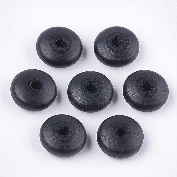 

PandaHall Painted Natural Wood Beads, Large Hole Beads, Rondelle, Black, 22~23x11mm, Hole: 4mm Schima Wood Rondelle Black