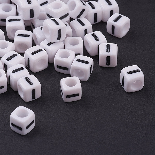 

PandaHall Chunky Letter I Acrylic Cube Beads for Kids Jewelry, Horizontal Hole, White, Size: about 7mm wide, 7mm long, 7mm thick, hole...
