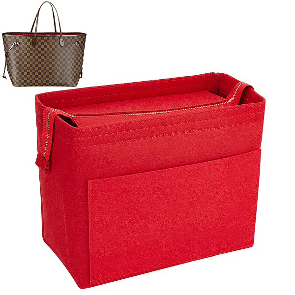 

PandaHall Wool Felt Purse Organizer Inserts, Handbag & Tote Shaper, with Zipper, Red, 23x37x11cm Wool Red
