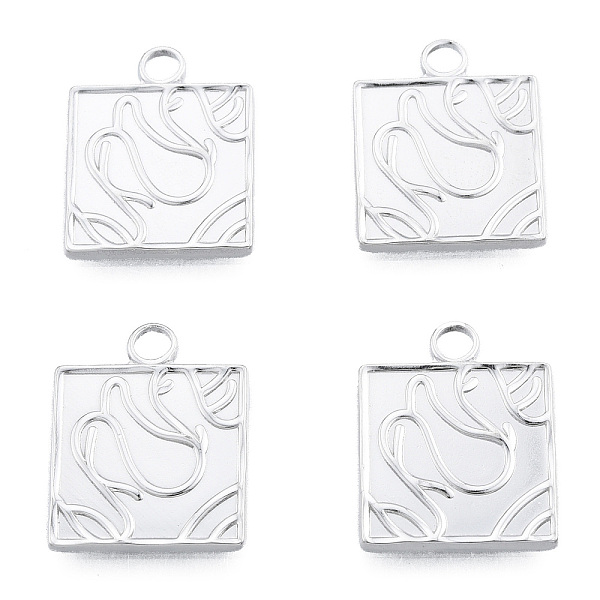 

PandaHall 201 Stainless Steel Pendants, Square, Stainless Steel Color, 19x15x1.5mm, Hole: 2.5mm 201 Stainless Steel Square