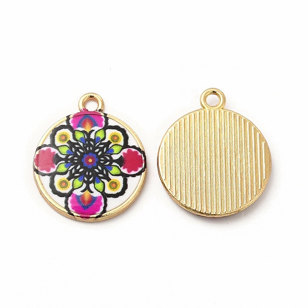 

PandaHall Alloy Printed Pendants, Cadmium Free & Nickel Free & Lead Free, Flat Round, Colorful, 21.5x18x3mm, Hole: 1.8mm Alloy Flat Round..., White