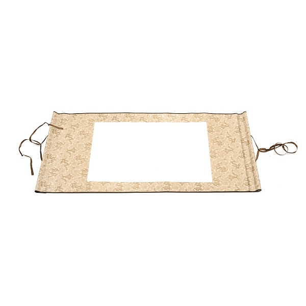 PandaHall Polyester Horizontal Painted Scroll, with Rice Paper & Cords, Rectangle, Light Salmon, 68.2x28.7x0.8cm Polyester Rectangle Orange
