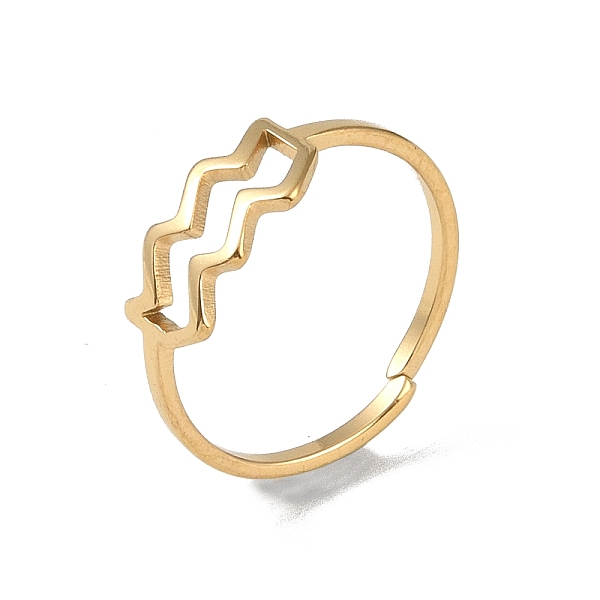 

PandaHall Real 18K Gold Plated 304 Stainless Steel Adjustable Finger Ring, Constellations Open Cuff Rings for Women, Aquarius, Adjustable...