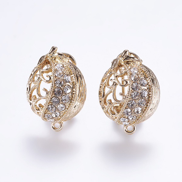 

PandaHall Alloy Rhinestone Stud Earring Findings, with Loop, Golden, 24x17mm, Hole: 1mm, Pin: 0.7mm Alloy+Rhinestone Others