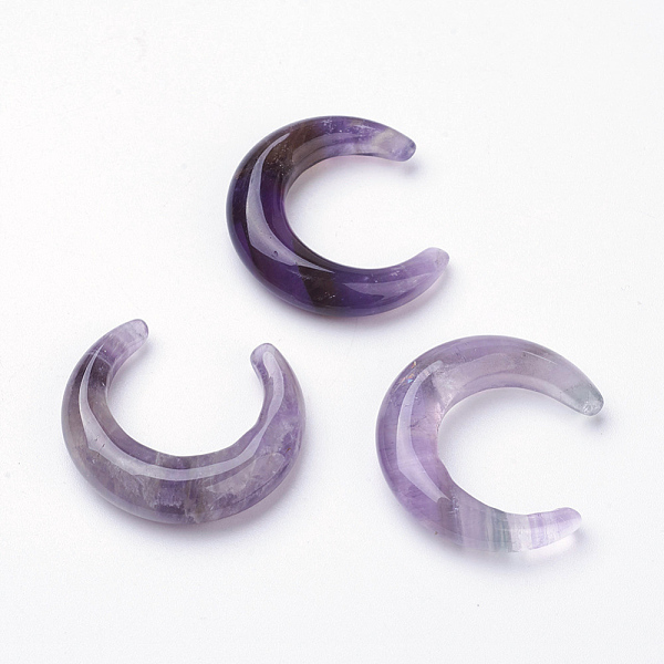 

PandaHall Natural Amethyst Beads, No Hole, Moon, 30x27~28x5~6mm Amethyst Moon