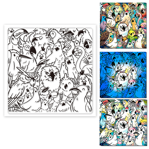 

PandaHall GLOBLELAND Bird Background Clear Stamps for Cards Making Bird Collection Silicone Clear Stamp Seals 5.91x5.91inch Transparent...