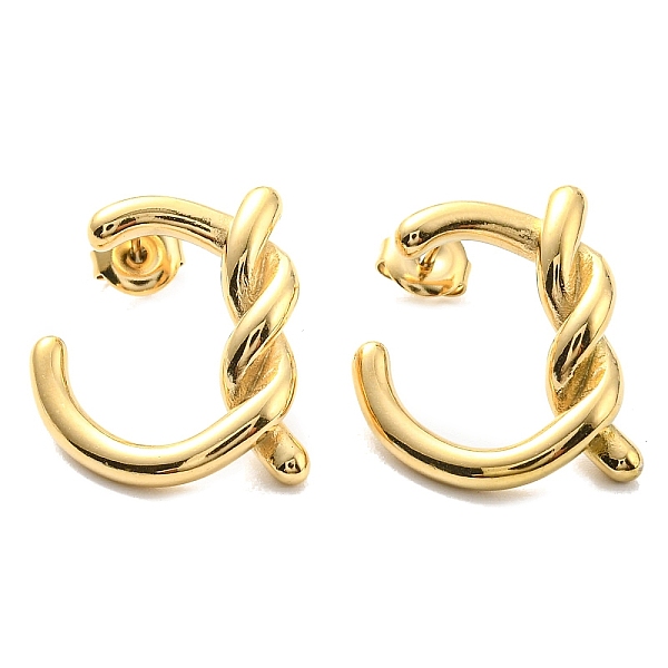 

PandaHall 304 Stainless Steel Knot Stud Earrings, Real 14K Gold Plated, 21x19mm 304 Stainless Steel Round