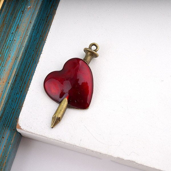 

PandaHall Halloween Alloy Pendants, with Enamel, for DIY Necklace Bracelet Earring Accessories, Heart, 20x37mm Alloy+Enamel Heart