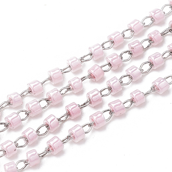 

PandaHall TOHO Japan Import Seed Beads, Handmade Glass Beaded Chains, Soldered, Opaque Colours Lustered, with Stainless Steel Findings..., Pink