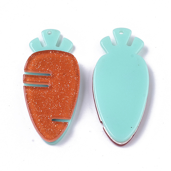 

PandaHall Cellulose Acetate(Resin) Pendants, with Glitter Powder, Carrot, Coral, 42x19x4.5mm, Hole: 1.5mm Cellulose Acetate Vegetables Red