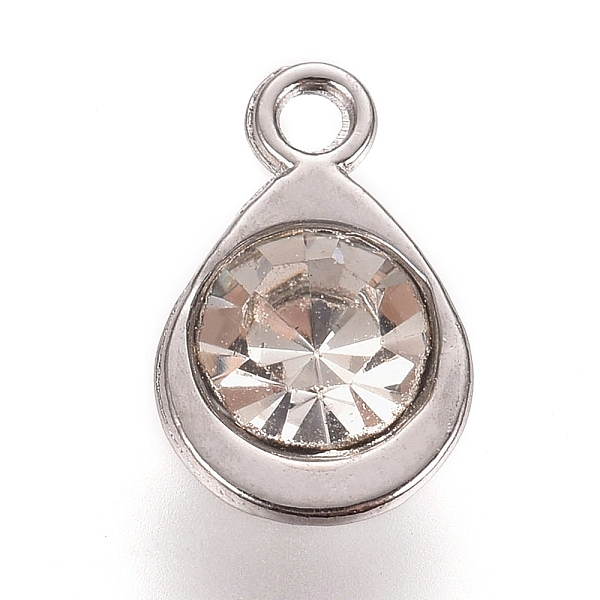 

PandaHall Faceted Glass Charms, with Platinum Plated Alloy Findings, Teardrop, April Birthstone Charms, Crystal, 11.3x7.2x4.2mm, Hole: 1.2mm..., Clear