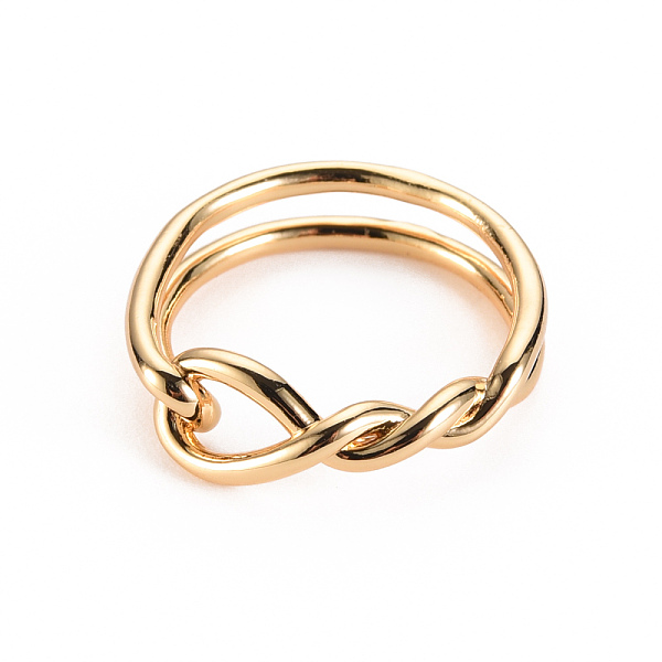

PandaHall Brass Finger Rings, Nickel Free, Twist, Real 18K Gold Plated, US Size 6 1/2, Inner Diameter: 17mm Brass