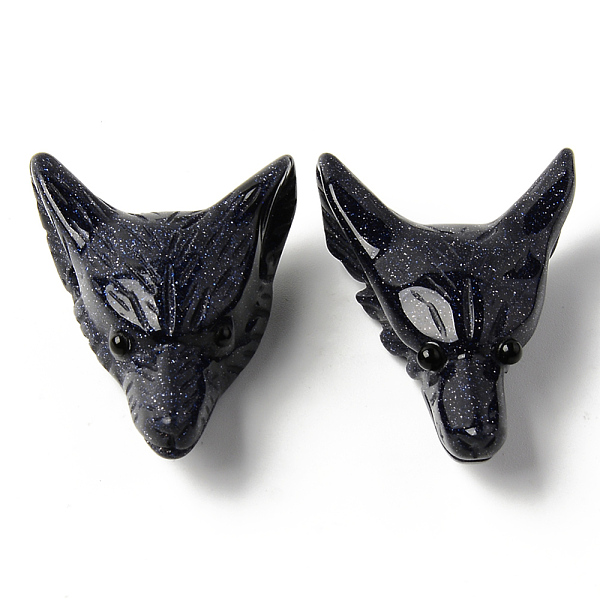 

PandaHall Synthetic Blue Goldstone Pendants, Top Drilled Beads, with Black Onyx Eye, Wolf Head, 46~47x32.5~33.5x18mm, Hole: 2mm Blue...