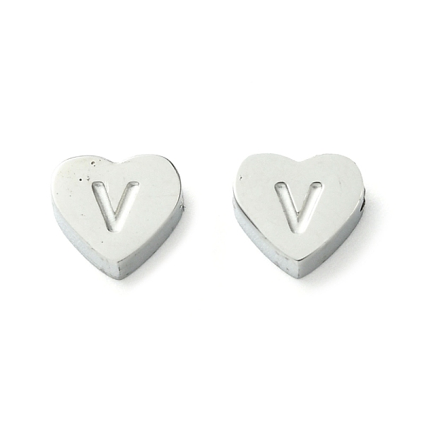 

PandaHall 316L Surgical Stainless Steel Beads, Love Heart with Letter Bead, Stainless Steel Color, Letter V, 5.5x6.5x2.5mm, Hole: 1.4mm 316L...