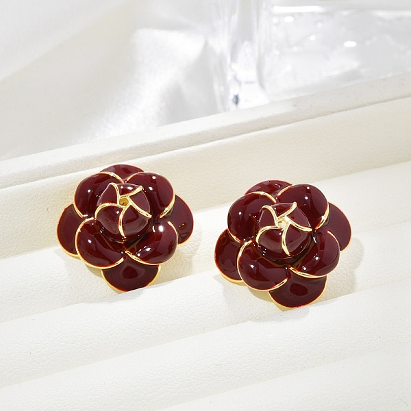 Boucles d'oreilles à tige en laiton avec fleur