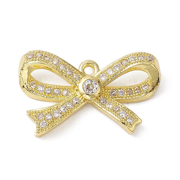 

PandaHall Rack Plating Brass Micro Pave Clear Cubic Zirconia Pendants, Long-Lasting Plated, Lead Free & Cadmium Free, Bowknot, Real 18K Gold...