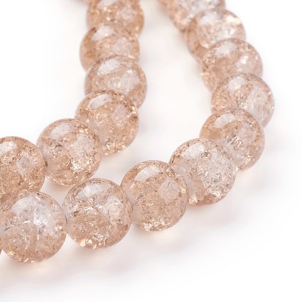 

PandaHall Crackle Glass Beads Strands, Round, BurlyWood, 10mm, Hole: 1.3~1.6mm, about 80pcs/strand, 31.4 inch Glass Round Orange