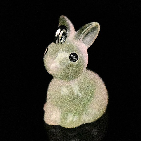 

PandaHall Luminous Translucent Resin Pendants, Rabbit Charm, with Platinum Tone Iron Loops, White, 24x14.5x19.5mm, Hole: 2.5mm Iron+Resin...
