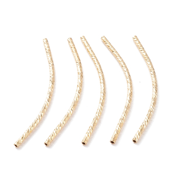 

PandaHall Brass Tube Beads, Long-Lasting Plated, Curved Beads, Tube, Real 24K Gold Plated, 39x1.5mm, Hole: 0.8mm Brass Tube