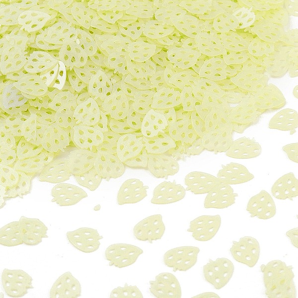 

PandaHall Plastic Sequins Beads, Matte Style, Sewing Craft Decorations, Strawberry, Green Yellow, 7x6x0.3mm Plastic Strawberry