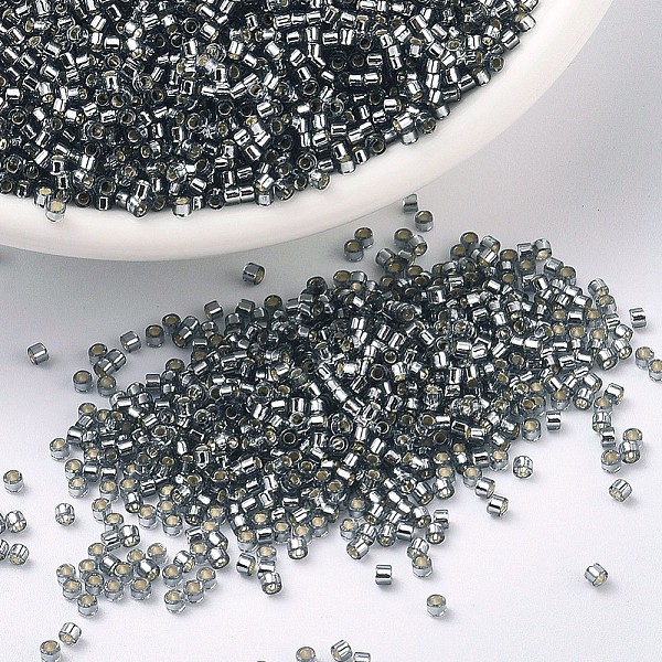PandaHall MIYUKI Delica Beads, Cylinder, Japanese Seed Beads, 11/0, (DB0048) Silver-Lined Grey, 1.3x1.6mm, Hole: 0.8mm, about 20000pcs/bag...