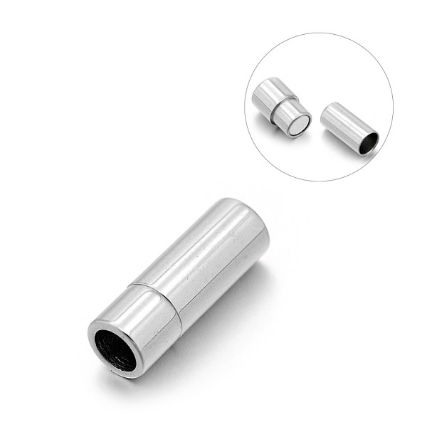 

PandaHall Smooth 304 Stainless Steel Column Magnetic Clasps with Glue-in Ends, Stainless Steel Color, 17x6mm, Hole: 4mm 304 Stainless Steel...