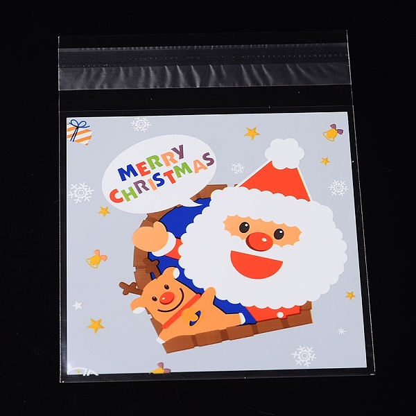 

PandaHall Rectangle OPP Cellophane Bags for Christmas, with Santa Claus Pattern, Colorful, 13x9.9cm, Unilateral Thickness: 0.035mm, Inner...